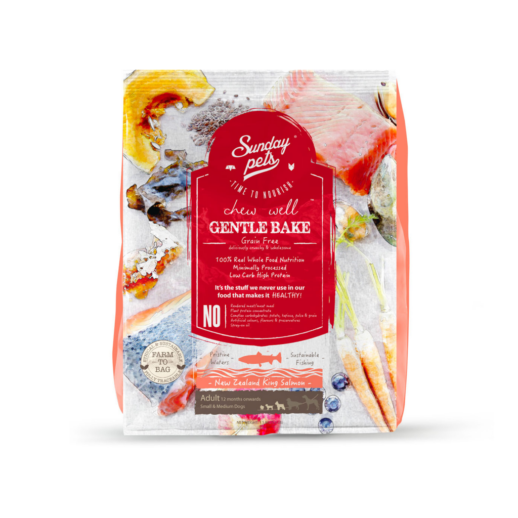 Croquettes sans céréales au saumon frais pour chiens adultes - Sunday Pets Gentle Bake 1,3 kg
