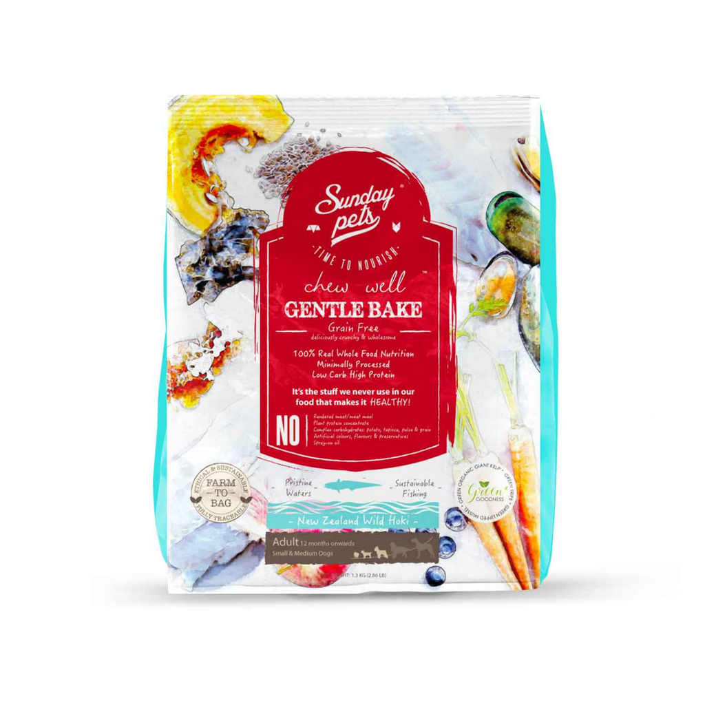 Hypoallergenic Dog Food with Wild Hoki Fish Adult - Sunday Pets Gentle Bake 1.3kg