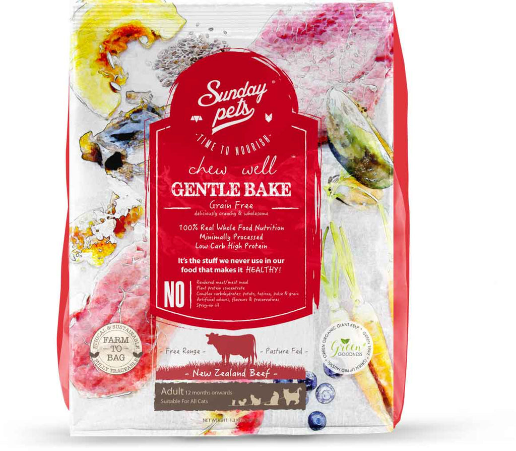 Graanvrij kattenvoer Rund Adult - Sunday Pets Gentle Bake 1,3kg