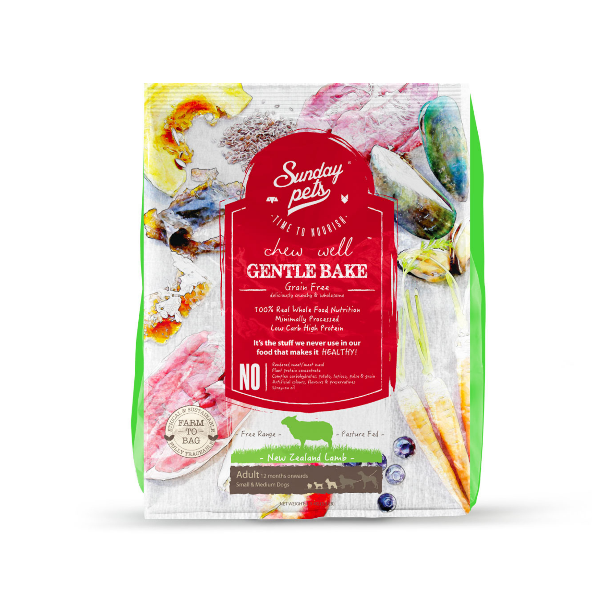 Hypoallergeen Hondenvoer met lamsvlees - Sunday Pets Gentle Bake 1,3kg