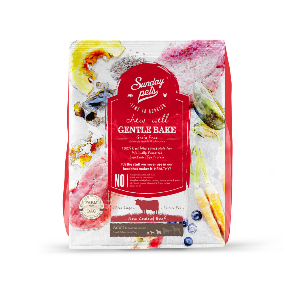 Aliment sans céréales pour chat adulte au bœuf - Sunday Pets Gentle Bake 1,3 kg