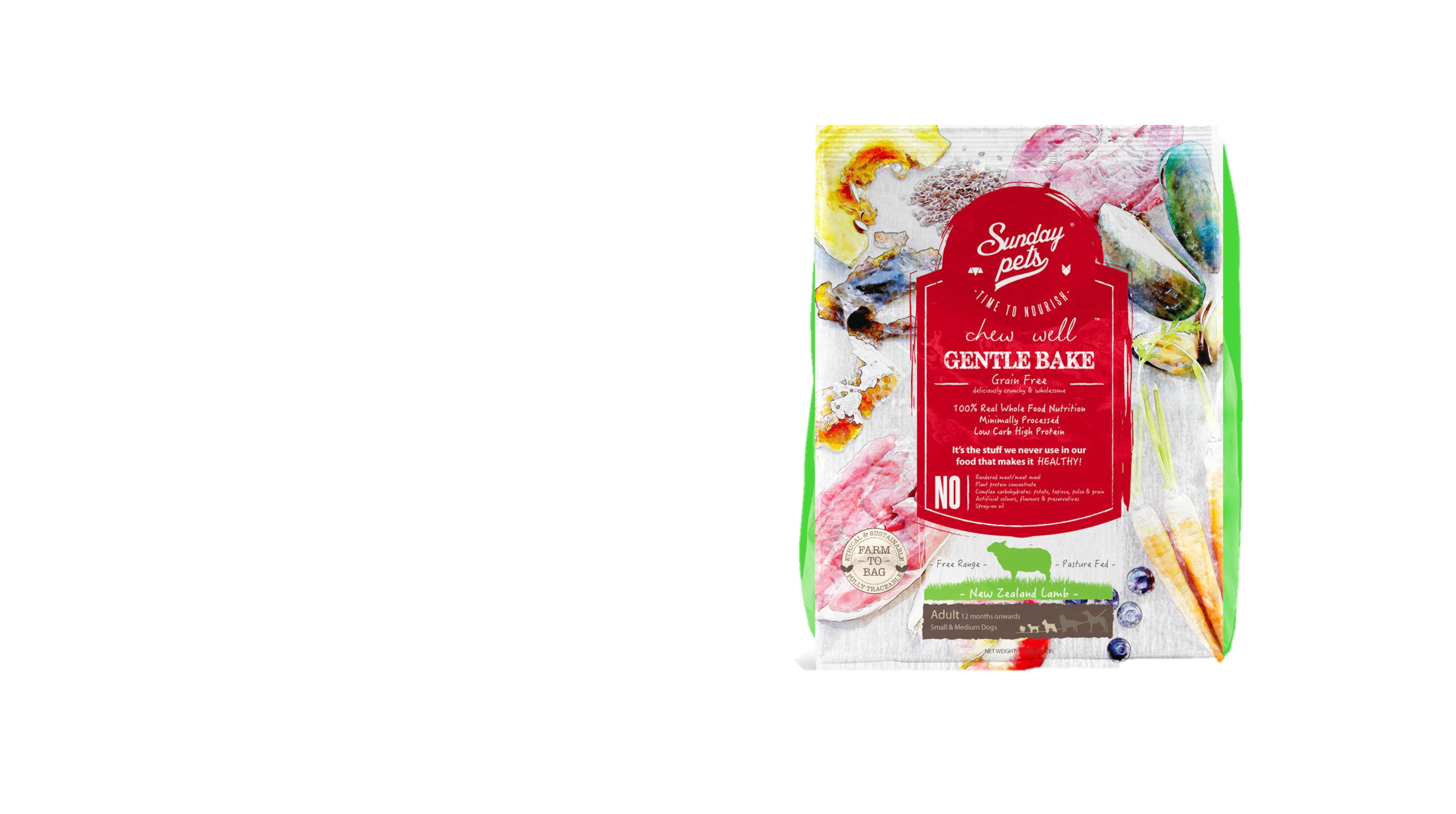 Hypoallergeen hondenvoer met vers lamsvlees - Sunday Pets Gentle Bake