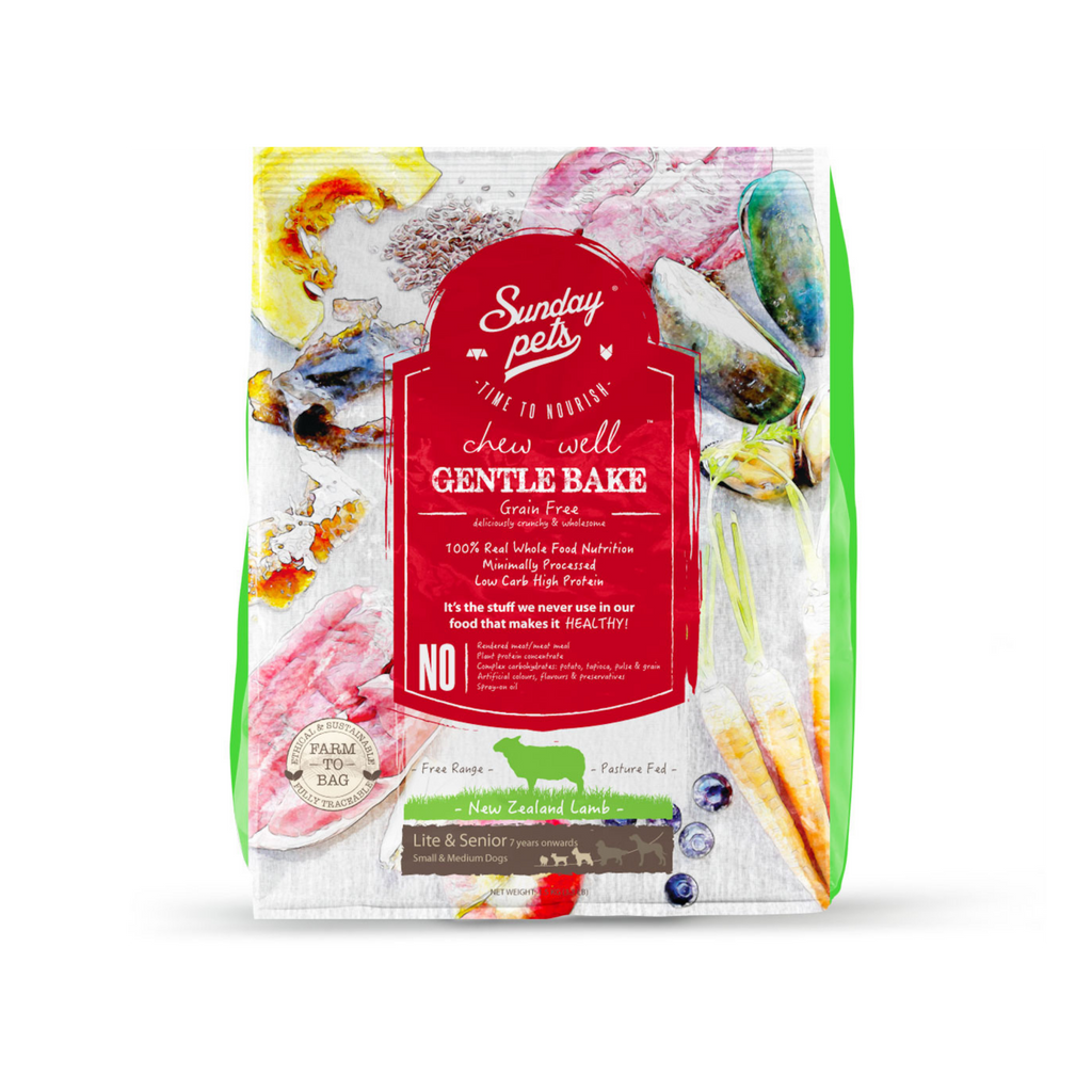 Aliment pour chiens âgés et légers à l'agneau - Sunday Pets Gentle Bake 1,3 kg